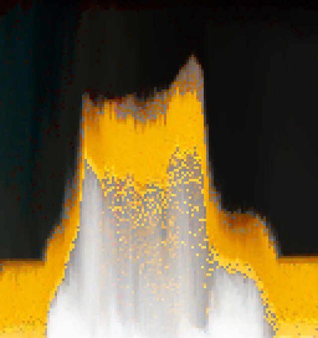 In this example, we sort the pixels by their brightness in an image of a curious, relaxed cat in a yellow harness. To speed up the sorting, the pixels are merged into blocks of size 5×5, so 25 pixels are sorted at once. During sorting, the pixels are moved only up or down within their original columns. The sorting order is set to decreasing brightness order (from dark to light). As a result, the dark pixels of the image background move to the top, and the light pixels of the cat move to the bottom, with the gray ears creating a silhouette of the original cat. (Source: Pexels.)