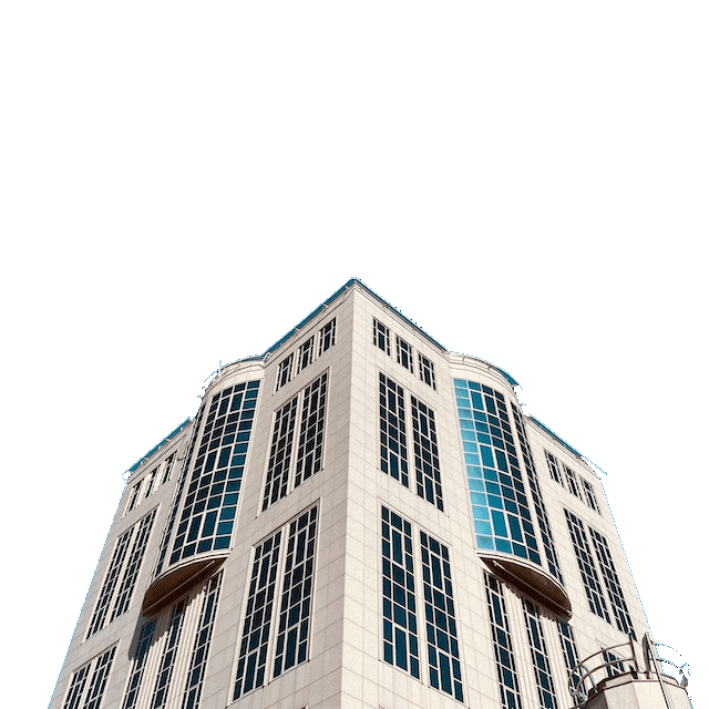 This example only removes the background regions that touch the edges of the image, using the "Remove Outer Background" checkbox. Thanks to this option, the windows of the building that reflect the sky's blue color do not become transparent because they are inside the foreground object. (Source: Pexels.)