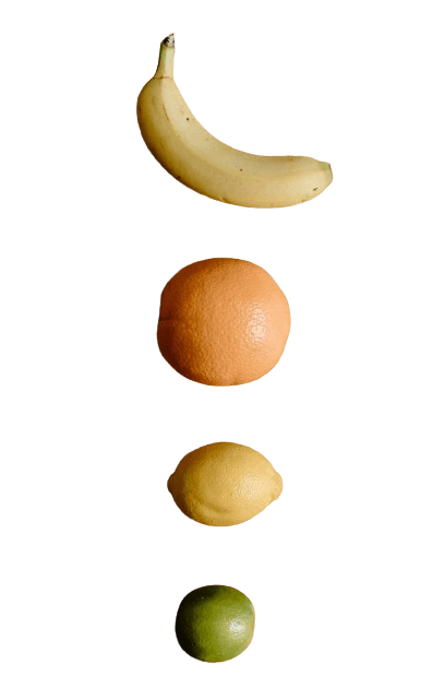 In this example, we convert various fruits into silhouettes. To do the conversion, we place all four fruits on a transparent background. Then we choose a bright lime-green color for the fruits and a soft snow color for the canvas. As a result, we obtain four silhouettes of fruits that can now be printed and used for the "Guess the Fruit" game. (Source: Pexels.)