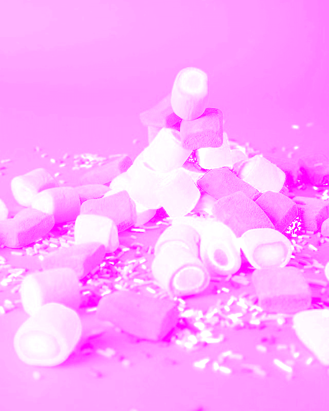 In this example, we isolate the magenta channel from the other channels and display an image of marshmallows made using only magenta ink. In this example, a significant amount of magenta ink is used because the output image depicts the clear shape of each marshmallow. (Source: Pexels.)