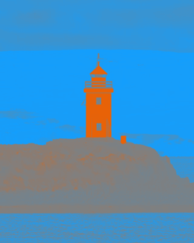 In this example, we display the orange-blue (I) channel to showcase a stunning image of a lighthouse perched on a cliff. This channel reveals the color transition from orange to blue within the YIQ color scheme. (Source: Pexels.)
