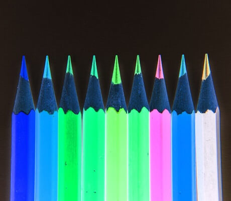 In this example, we completely invert an image of colored pencils. The inversion algorithm changes each pixel's color to its contrasting counterpart. As a result, a yellow pencil becomes indigo, a purple pencil becomes green, a green pencil becomes violet, and a black pencil becomes white. (Source: Pexels.)