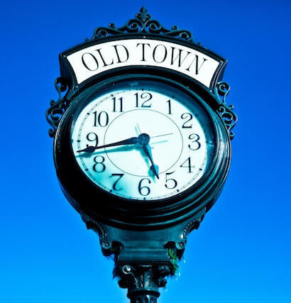 In this example, we're turning a regular image of vintage street clocks into creative binary art. We utilize a traditional method of generating binary images, constructing objects based on the dark and light areas of the image, and allowing the program to automatically determine the two binary colors of the image. (Source: Pexels.)