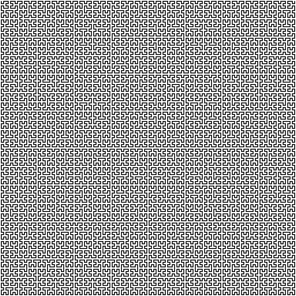 This example draws a bigger 7th order 1000x1000 Hilbert curve. It sets background color to white and curve's color to black.