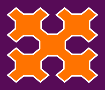 This example creates a Sierpinski curve with non-square proportions 350x300px. It's defined using 2 iterations only and uses contrasting colors.