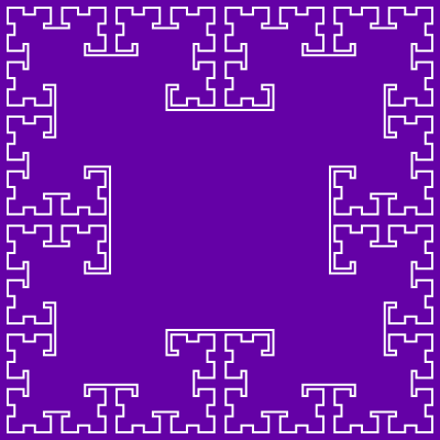 In this example, the background color and fill color are the same. This way we only draw the contour of the T-square fractal.