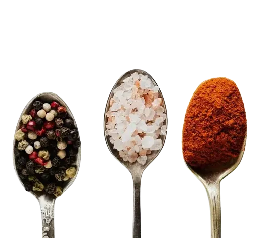 In this example, we apply a pixelation effect to a rectangular area of a transparent WebP image showing assorted spices on spoons. Our goal is to conceal the super secret ingredient that we use in our signature dish. To do it, we set the pixelation block size to 20 pixels and create the pixelated rectangle at coordinates (14, 169) with a width of 164 pixels and a height of 236 pixels. (Source: Pexels.)