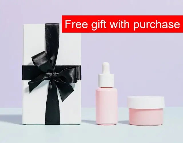 In this example, we create an eye-catching sales banner that includes a message about a special free gift that goes with the purchase. To create it, we upload the WebP image of the promotional item into the input editor and we enter the "Free gift with purchase" text in the tool settings. To attract the attention of potential customers, we use a bright red background and set the white color for the text. Additionally, we change the text's font to the easy-to-read Tahoma font. (Source: Pexels.)