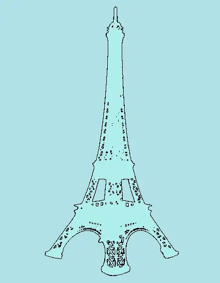 In this example, we use our alpha mask generator to examine the intricate shape and structure of the Eiffel Tower. We use powder blue and pale turquoise to display opaque and transparent areas and distinctly highlight the thin line of semi-transparent pixels around the edges of the tower in black. This mask visualizes the see-through spots of the metallic structure of the tower. (Source: Pexels.)