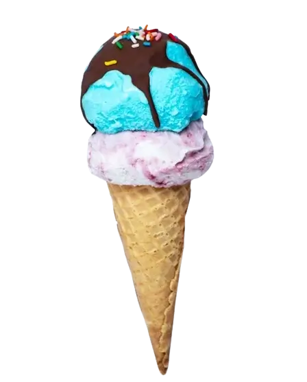 In this example, we extract the alpha channel from a transparent ice cream sticker and visualize the semi-transparent pixels with alpha values between 0 and 1. To do this, we set the same color, "snow" (#fcf7f7), for both transparent and opaque pixels and a contrasting color, "dark-red" (#9a0001), for semi-transparent pixels. As a result, we get a thin outline around the ice cream cone that shows its boundary. (Source: Pexels.)