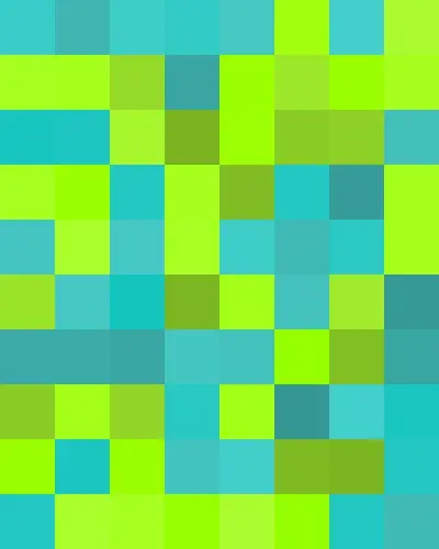 In this example, we create a blocky WebP with color gradations. We use just two colors, and in the options, we enter "mediumturquoise" and "greenyellow". We also enable the "Create Color Gradations" option and set the shading level of 0.3. As a result, each block is filled with a random shade of one of the two colors with randomly increased or decreased brightness and contrast levels.